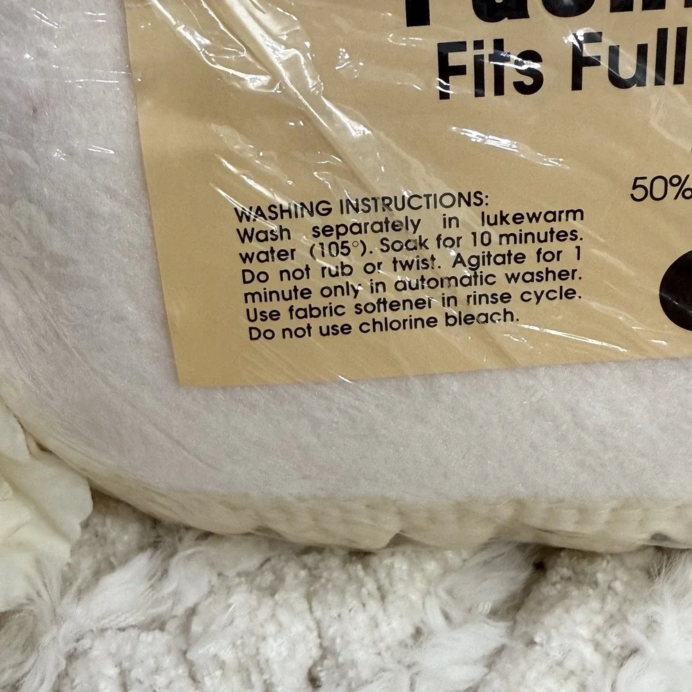 Vtg Owen Manchester Twin / Full Size Acrylic Blanket Soft Fuzzy Ivory Cream 80's